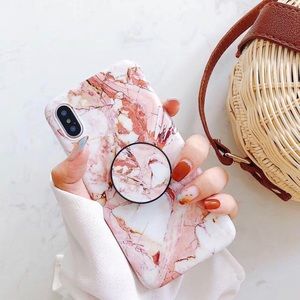 Rose Gold Marble IPhone Case with Popsocket